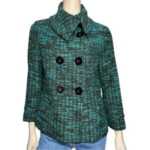 Elliott Lauren Vintage Women’s Size 8 Green Black Tweed Double Breasted Jacket